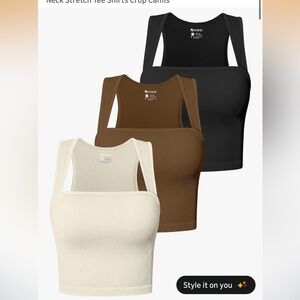 Amazon Ribbed Crop Top - Black, Brown, Cream